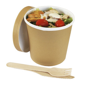 Kraft Kartonnen Pot met Witte Rand 750ml Ø11,7cm (500 Stuks)