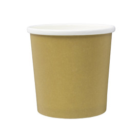 Kraft Kartonnen Pot met Witte Rand 350ml Ø9,0cm (25 Stuks)