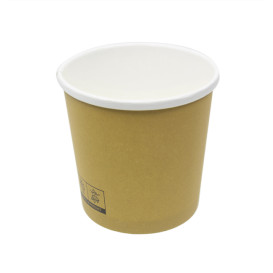 Kraft Kartonnen Pot met Witte Rand 350ml Ø9,0cm (500 Stuks)