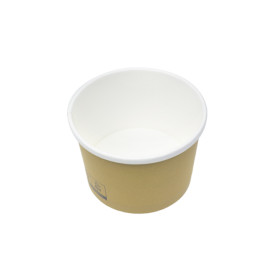 Kraft Kartonnen Pot met Witte Rand 250ml Ø9,0cm (25 Stuks)