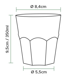 Herbruikbare Onbreekbare Beker PP Cocktail transparant Ø8,4cm 350ml (20 stuks) 