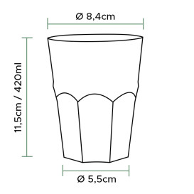 Herbruikbare Onbreekbare Beker PP Cocktail transparant Ø8,4cm 420ml (20 stuks) 