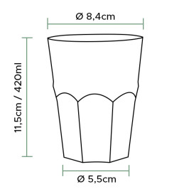 Gobelet Réutilisable Incassable PP Cocktail Transp. Ø8,4cm 420ml (20 Utés)