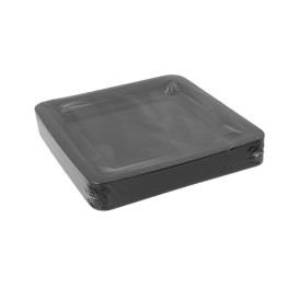 Assiette Réutilisable Carré en PP Dur Noir 18x18 cm (200 Utés)