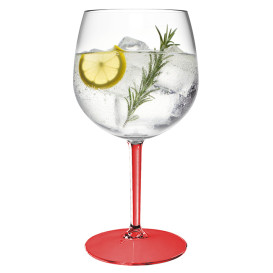 Herbruikbaar Durable Glas voor Gin TT rode voet 580ml (6 Stuks)