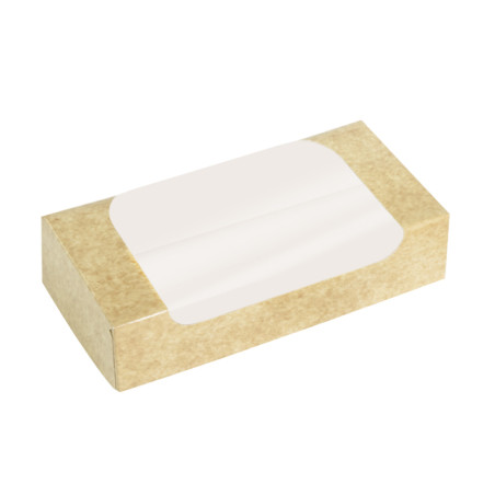 Boîte en Carton Kraft avec Fenêtre à Pâtisserie  20x10,5x5cm (50 utés)