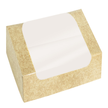 Boîte en Carton Kraft avec Fenêtre à Pâtisserie  13x11x8cm (50 utés)