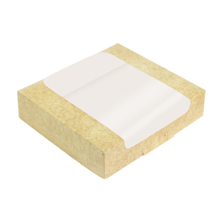 Boîte en Carton Kraft avec Fenêtre à Boulangerie  23x23x5,8cm (50 Utés)