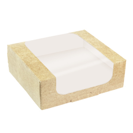 Boîte en Carton Kraft avec Fenêtre à Boulangerie  21x21x10cm (50 Utés)