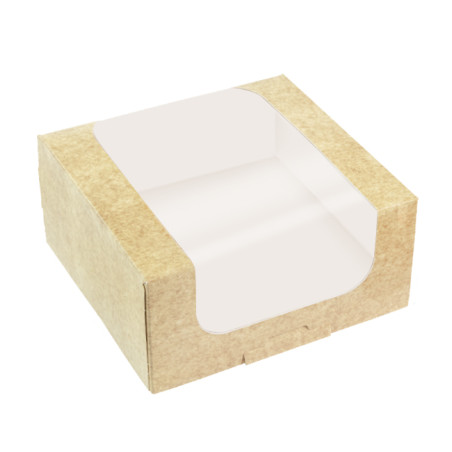 Boîte en Carton Kraft avec Fenêtre à Boulangerie  10x10x8cm (50 Utés)