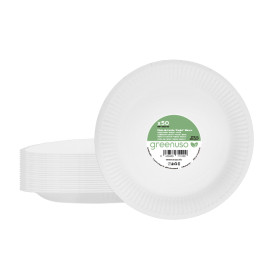 Assiette en Carton Ronde “Radial” Blanc Ø18cm 200gr/m² (50 Utés)