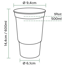 Gobelet Réutilisable PP Transparent 600ml Ø9,4cm (50 Utés)