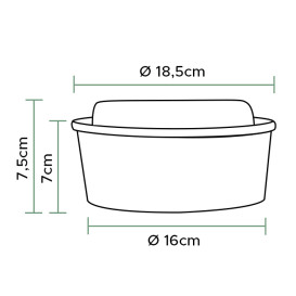 Pot en Carton Kraft-Kraft avec Couvercle PET 1.300ml Ø18,5cm (20 Utés)