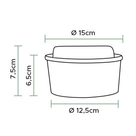 Pot en Carton Kraft-Kraft avec Couvercle PET 750ml Ø15cm (50 Utés)