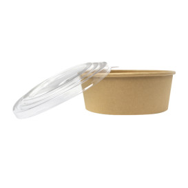 Pot en Carton Kraft-Kraft avec Couvercle PET 1.300ml Ø18,5cm (20 Utés)