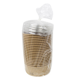 Pot en Carton Kraft-Kraft avec Couvercle PET 1.300ml Ø18,5cm (20 Utés)