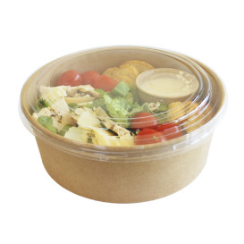 Pot en Carton Kraft-Kraft avec Couvercle PET 1.300ml Ø18,5cm (20 Utés)