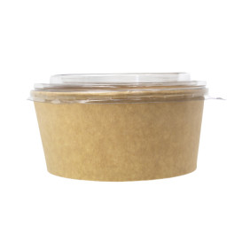 Pot en Carton Kraft-Kraft avec Couvercle PET 750ml Ø15cm (50 Utés)