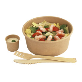 Pot en Carton Kraft-Kraft avec Couvercle PET 750ml Ø15cm (50 Utés)