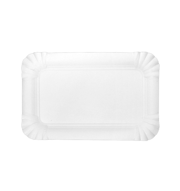 Plat Rectangulaire en Carton Blanc 12x19cm (50 Utés)