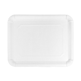 Plat Rectangulaire en Carton Blanc 22x28cm (50 Utés)