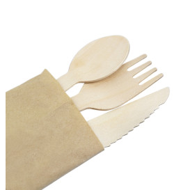 Set Couverts Bois Fourchette, Couteau et Cuillère (25 Utés)