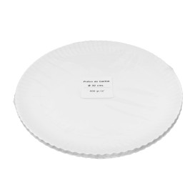 Assiette en Carton Ronde Blanc Ø32cm 600g/m² (50 Utes)