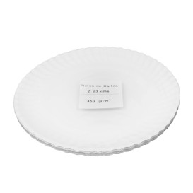 Assiette en Carton Ronde Blanc Ø23cm 450g/m² (50 Utes)