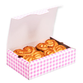 Papier bakkerij doos roze 18,2x13,6x5,2cm 500g (25 stuks)