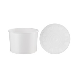 Pot en Carton Blanc avec Couvercle PP 350ml (250 Unités)