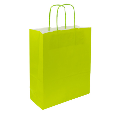 Sac en Papier Vert avec Anses 90g/m² 22+10x28cm (250 Utés)