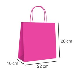 Sac en papier fuchsia avec poignées 90g/m² 28+10x22 cm (250 Utés)