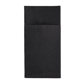 Serviette Kangourou en Airlaid Noir 40x40cm (30 unités)