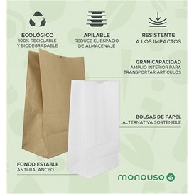 Sac en papier KRAFT sans anses 70g/m² 20+16x40cm (500 Unités)