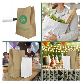 Sac en papier Kraft Blanc sans anses 50g/m² 12+8x24cm (1.000 Utés)