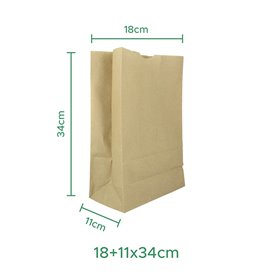 Sac en papier Kraft sans anses 60g/m² 18+11x34cm (500 Unités)