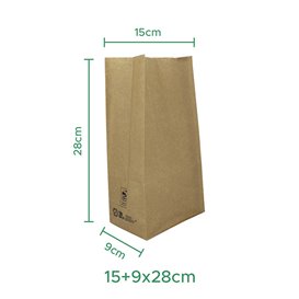 Papieren zak zonder handvat kraft 50g/m² 15+9x28cm (25 stuks) 