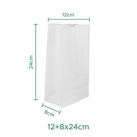 Sac en papier Kraft Blanc sans anses 50g/m² 12+8x24cm (1.000 Utés)