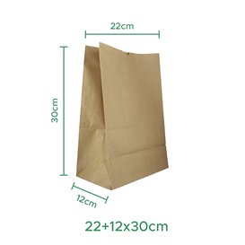 Sac en papier Kraft sans anses 50g/m² 22+12x30cm (1.000 Utés)