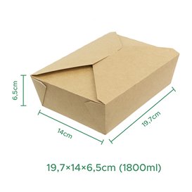 Boîte Américaine Kraft 19,7x14x6,5cm 1800ml (200 Utés)