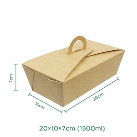 Boîte Kraft avec poignées "Gourmet Bag" 20x10x7cm (140 Utés)