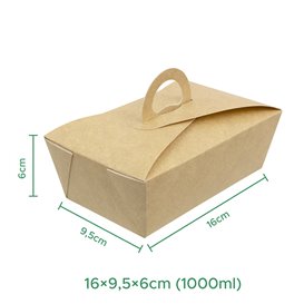 Boîte Kraft avec poignées "Gourmet Bag" 16x9,5x6cm (200 Utés)