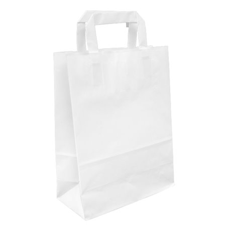 Sac en Papier Blanc avec Anses Plates 70g/m² 22+10x28cm (250 Utés)