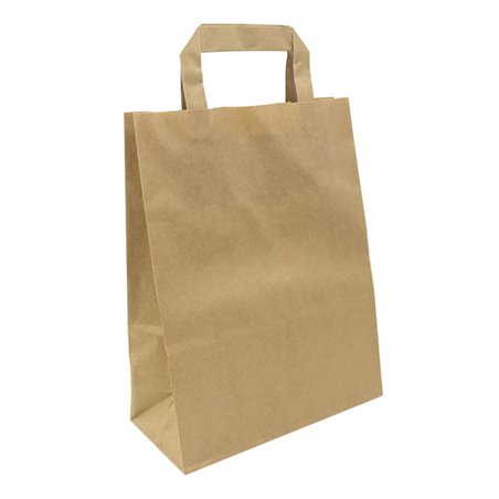 Sacs en Papier Kraft avec Anses Plates 70g/m² 22+10x28cm (25 Utés)