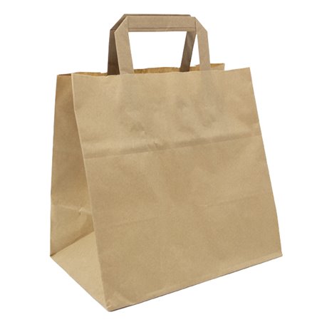 Sac Papier Kraft avec Anses Plates 70g/m² 26+17x25cm (250 Utés)