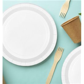 Assiette en Carton Ronde Ingraissable Blanc Ø18cm 220g/m² (400 Utés)