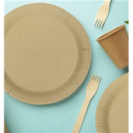 Assiette en Carton Ronde “Radial” Kraft Ø23cm 200gr/m² (50 Utés)