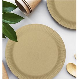 Assiette en Carton Ronde “Radial” Kraft Ø23cm 200gr/m² (50 Utés)