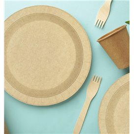 Assiette en Carton Ronde Ingraissable Kraft Ø18cm 195g/m² (450 Utés)