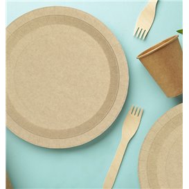 Assiette en Carton Ronde Ingraissable Kraft Ø22cm 195g/m² (450 Utés)